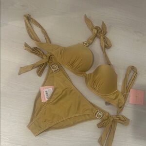 Gold Bikini Set with Bow Details